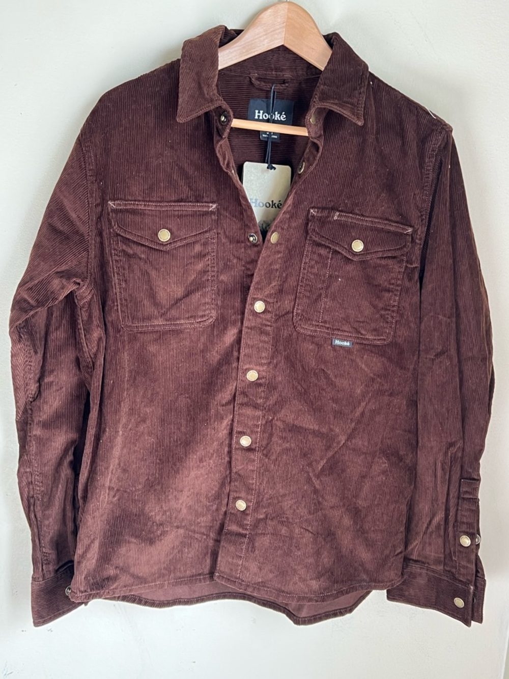 Men’s Corduroy Button-Up Shirt Jacket — Brown